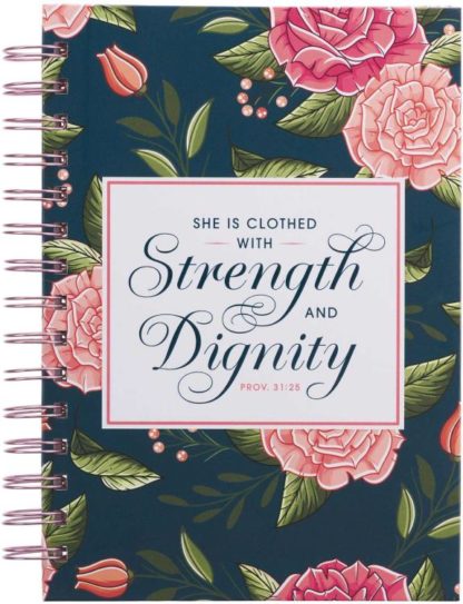 9781639522699 She Is Clothed With Strength And Dignity Journal Proverbs 31:25 Navy Floral