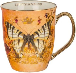 1220000322974 Grace Orange Butterfly Ceramic Ephesians 2:8