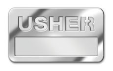 081407006833 Usher Badge With Cut Out Lettering