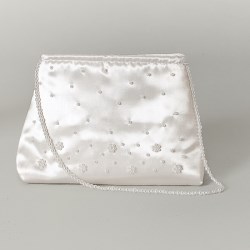 089945505412 Beaded Communion Satin Purse With Pearl Handle