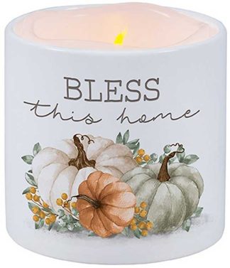 096069777151 Bless This House Ceramic Holder LED Candle
