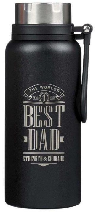 1220000137011 Worlds Best Dad Stainless Steel Water Bottle Joshua 1:9