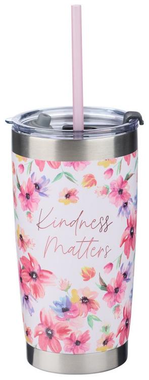 1220000138797 Kindness Matters Stainless Steel Travel Mug With Reusable Straw