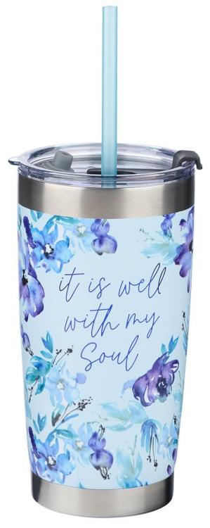 1220000138803 It Is Well With My Soul Stainless Steel Travel Mug With Reusable Straw
