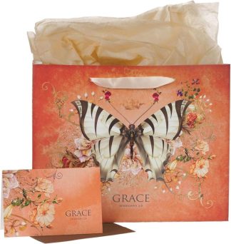 1220000321335 Grace Butterfly Orange With Card Ephesians 2:8