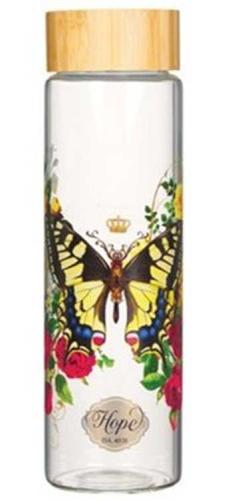 1220000322776 Hope Yellow Butterfly Glass Water Bottle Isaiah 40:31