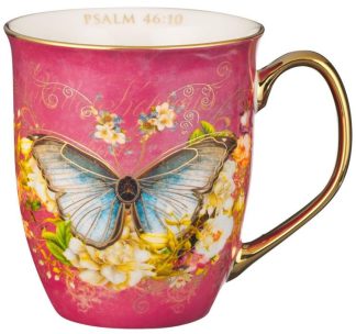 1220000322998 Be Still Pink Butterfly Ceramic Psalm 46:10
