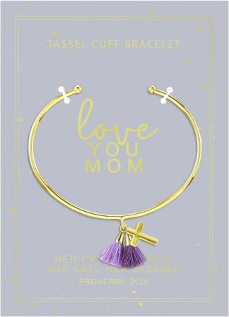 195002119628 Love You Mom Cuff With Tassel (Bracelet/Wristband)