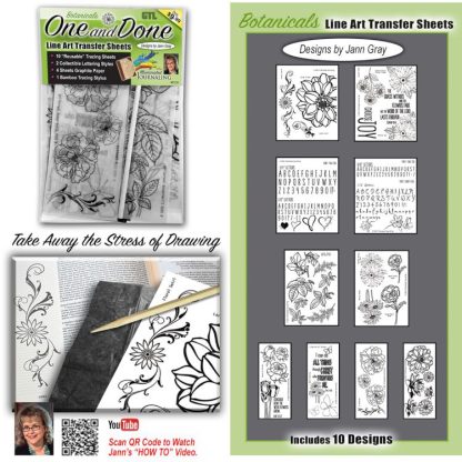 611553559749 1 And Done Line Art Transfer Sheets Botanicals