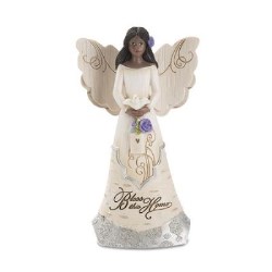 664843824331 Bless This Home Ebony Angel Holding Bird (Figurine)