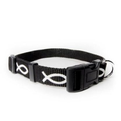 720011900075 Black Non Padded Ichthus Collar Small