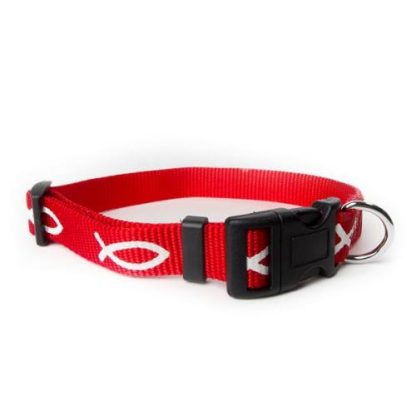 720011900228 Red Non Padded Ichthus Collar Medium