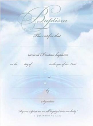 730817319315 Baptism Certificate Pack Of 6