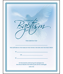 730817334011 Certificate Of Baptism Pack Of 6