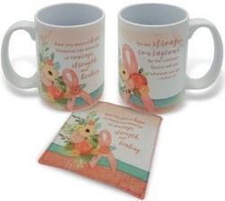 785525305990 Survivor Pink Ribbon Floral Mug And Coaster Boxed Set