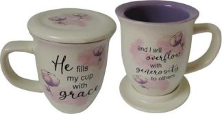 785525308960 He Fills My Cup Mug With Coaster