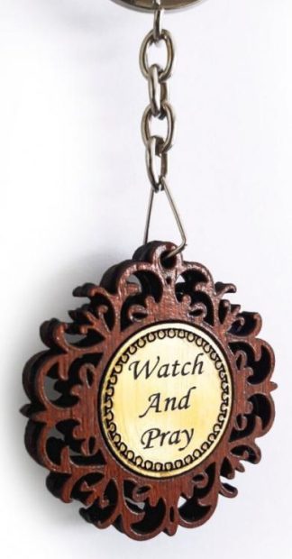 810013850109 Watch And Pray Wooden Key Chain