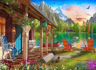 819273023827 Cabin By The Lake 1000 Piece (Puzzle)