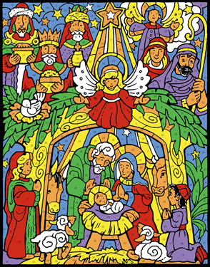 871241000933 Colorful Nativity Color Your Own Advent Calendar