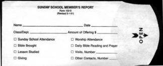 9780805408003 Sunday School Members Report Offering Envelopes