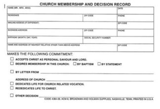 9780805480696 Church Membership And Decision Record
