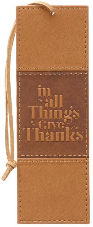1220000138643 In All Things Give Thanks Tan Faux Leather