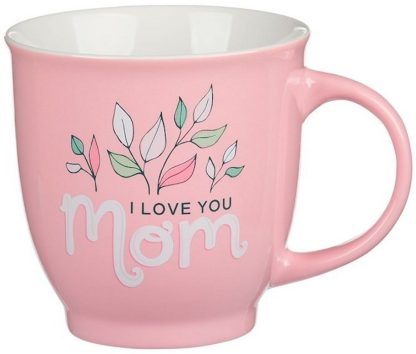 1220000324893 I Love You Mom Pink Leaves Ceramic Isaiah 62:4