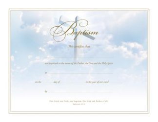730817348766 Baptism Certificate Pack Of 6
