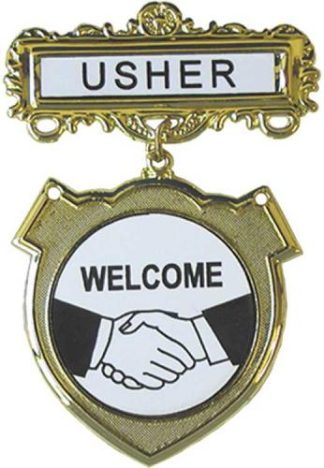 788200808007 Usher Welcome Pin Back Shield Badge