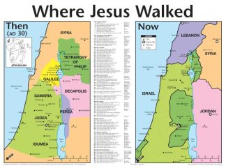 9789901983018 Where Jesus Walked Then And Now Wall Chart Laminated