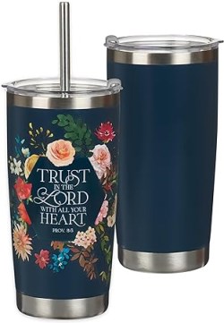 1220000325029 Trust In The Lord Stainless Steel Tumbler With Stainless Steel Straw