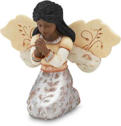 664843822467 Ebony In Faith Kneeling Girl Angel (Figurine)