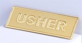 788200805662 Usher Pin Back Brass Badge