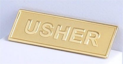 788200805662 Usher Pin Back Brass Badge