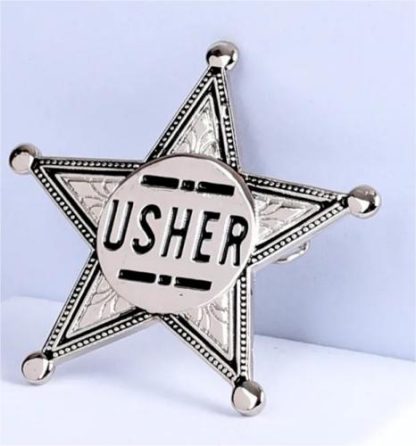 788200805723 Usher Star Pin Back Metal Badge