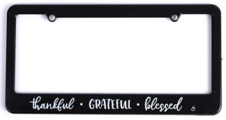 788200878048 Thankful Grateful Blessed Auto Tag Frame