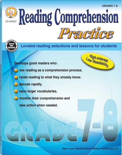 9781622236367 Reading Comprehension Practice Grades 7-8