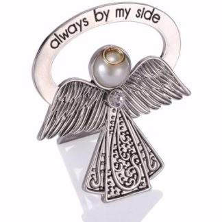 089945596786 Rhodium Bedside Angel With Crystal Feather Accent