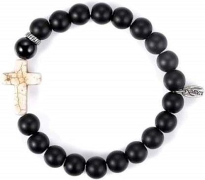 845283226477 Mens Cross Onyx Stretch (Bracelet/Wristband)