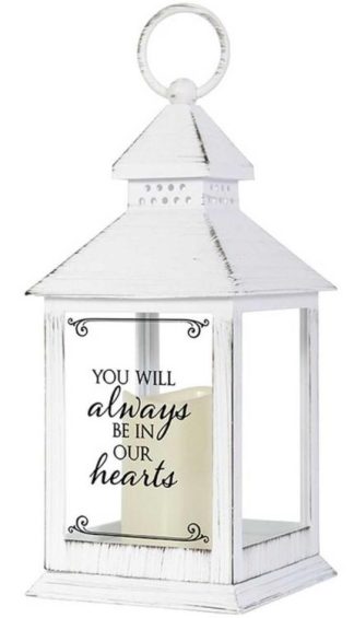 096069575863 Always Be In Our Hearts LED Candle And Timer Lantern