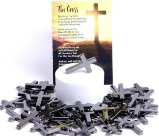 788200568048 Hematite Pocket Cross With Wallet Card Pack Of 50