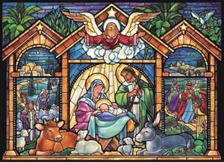 819273024312 Stained Glass Nativity Advent Calendar1000 Piece (Puzzle)