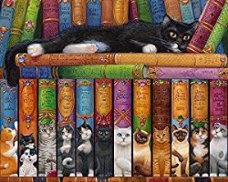 871241009967 Cat Bookshelf Jigsaw (Puzzle)