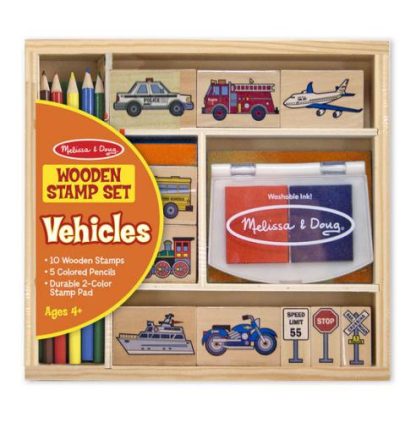 000772024099 Vehicles Wooden Stamp Set