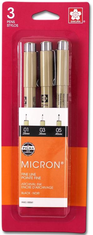 053482300618 PIGMA Micron Plastic Nib Pen 3 Piece Set