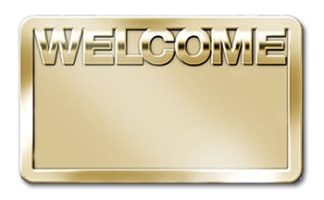 081407006024 Welcome Badge With Bold Lettering