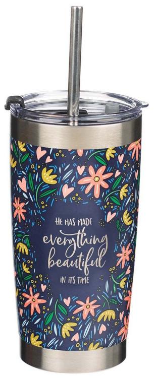 1220000136939 Everything Beautiful Stainless Steel Travel Mug With Reusable Stainless Ste