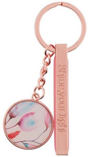 1230000109079 Shine Your Light Pink Petals Rose Gold Key Ring