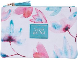 1230000109130 Pink Petals Canvas Multi Purpose Zipped Pouch