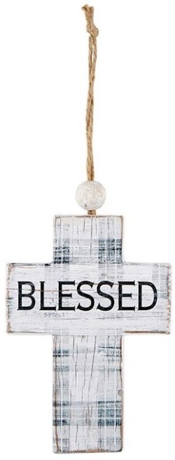 195002087477 Blessed Plaid With Jute Hanger